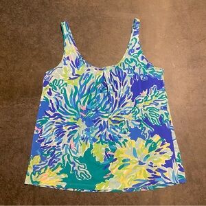 Lilly Pulitzer Sz Small 100% Pima Cotton Kinsey Tank Top in print Wade and Sea